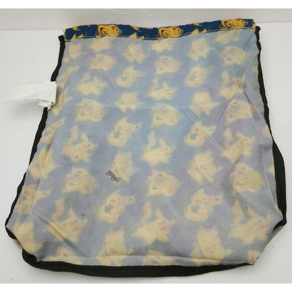 POKEMON PIKACHU Backpack drawstring cinch top bag lightweight blue yellow nylon - Picture 7 of 8